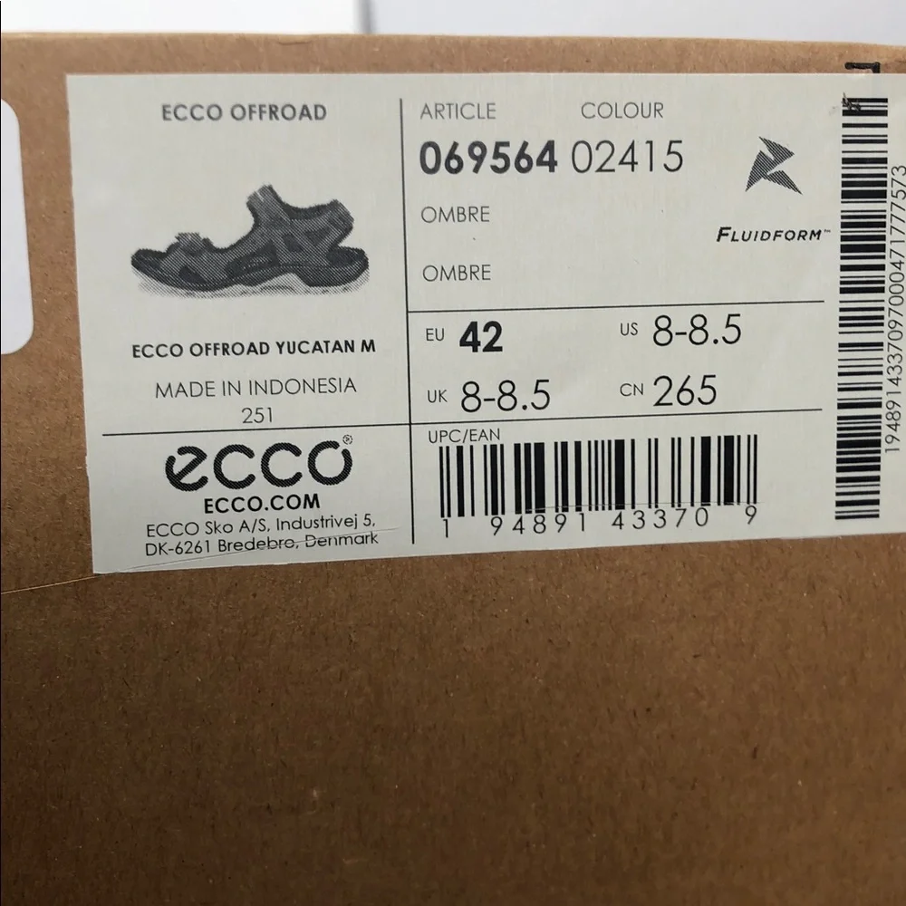Ecco Offroad Yucatán Men’s Black Blue Cream Hiking Sandals - Size 8-8.5